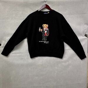 Ralph Lauren Polo Sweatshirt Mens Large Black Cocoa Bear Pullover